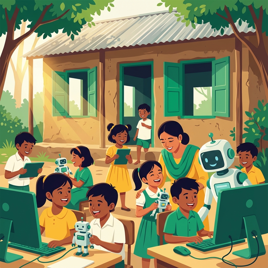 Happy students learning robotics